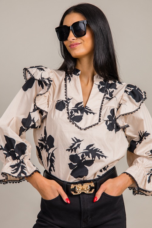 In The Loop Floral Top, Ecru