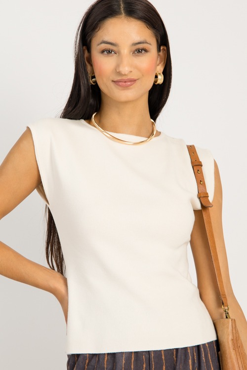 Anna Sleeveless Sweater, Cream