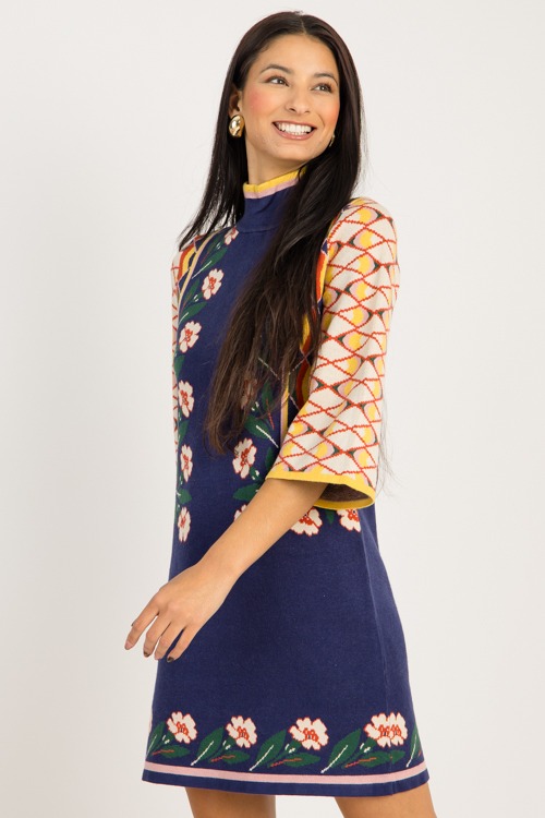 Floral Pattern Sweater Dress, N - 0925-3.jpg