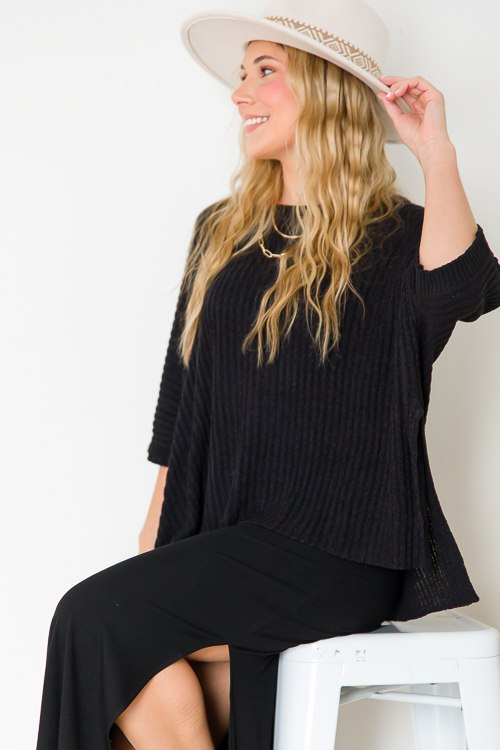Drea Rib Knit Midi, Black