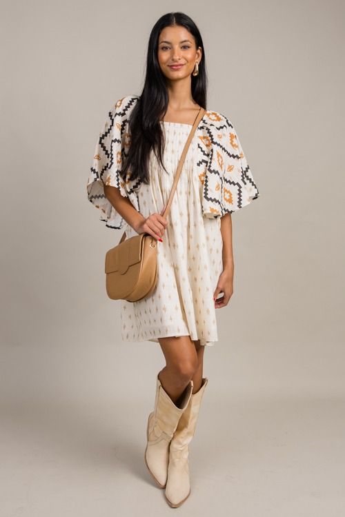 Calhoun Print Dress, Cream