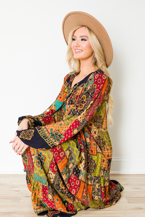 Patchwork Maxi, Olive Rust