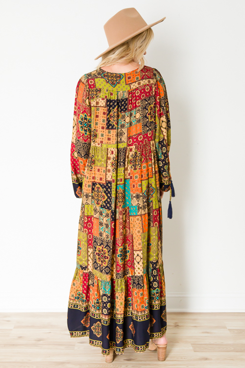 Patchwork Maxi, Olive Rust