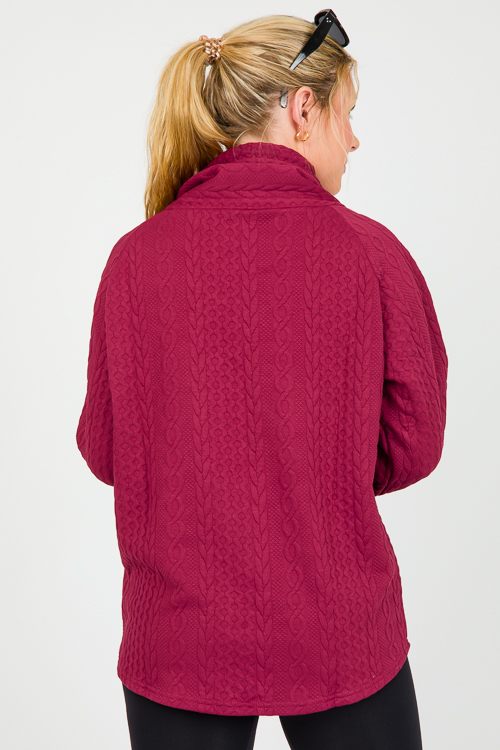 Cable Texture Knit Pullover, Burgundy