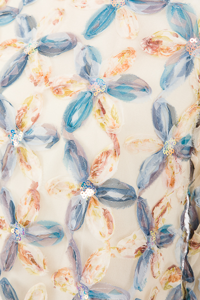 Floral Sequin Dress, Cream