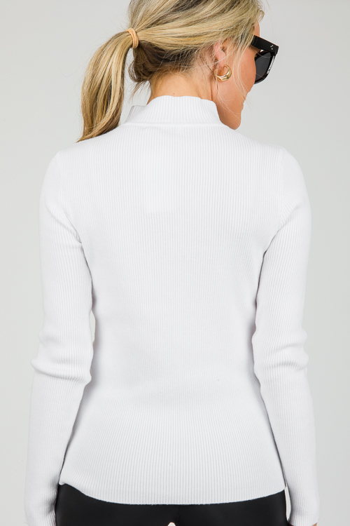 Polly Rib Sweater, Ivory