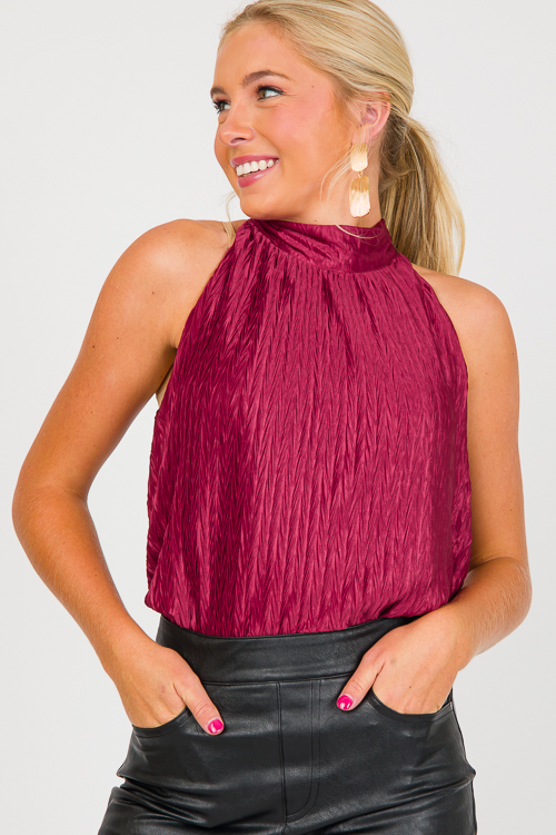Textured Halter Tank, Brick