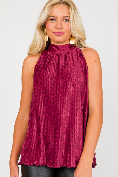Textured Halter Tank, Brick