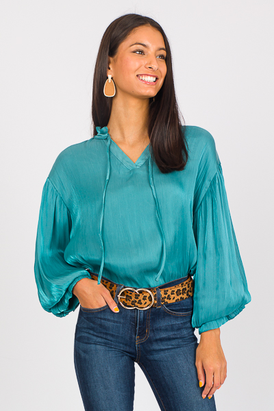 Metallic Teal Blouse