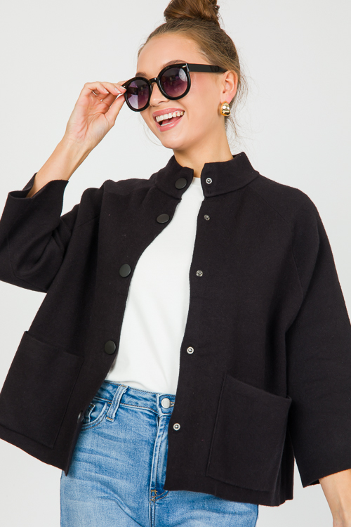 Chic Knit Shacket, Black