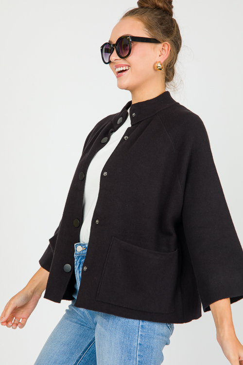 Chic Knit Shacket, Black