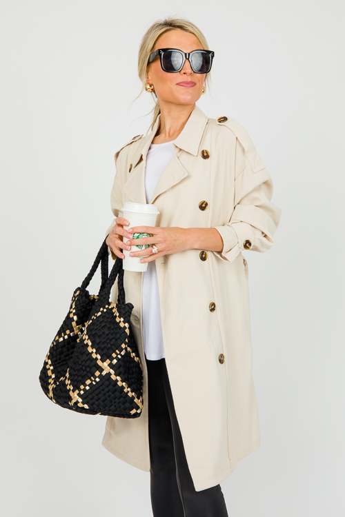 Double Breasted Belt Jacket, Beige