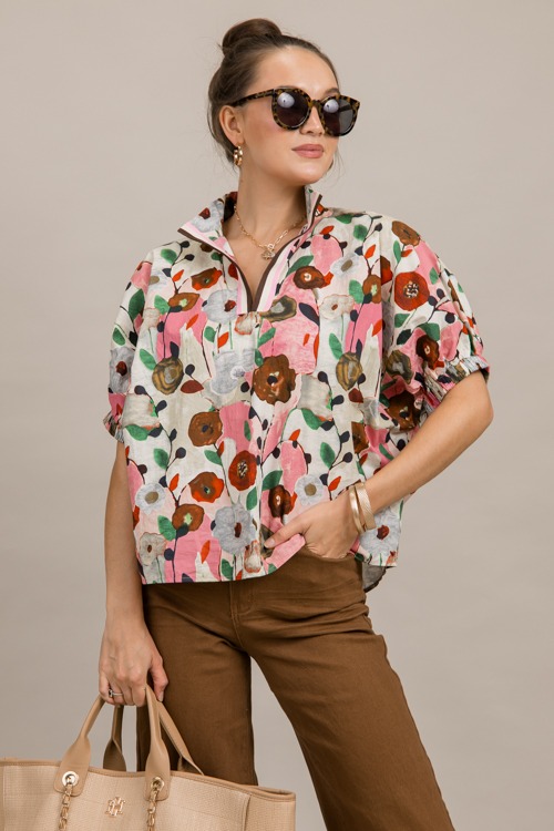 Stripe Accent Floral Top, Pink - 0926-90h.jpg