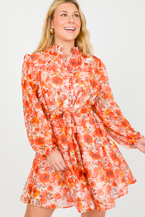 Orange Blossom Button Dress