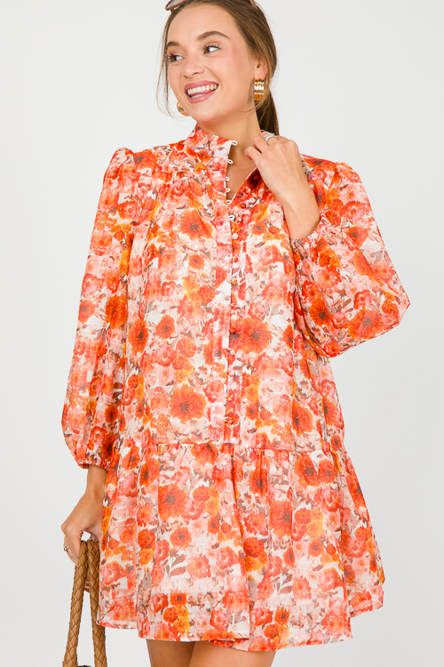 Orange Blossom Button Dress