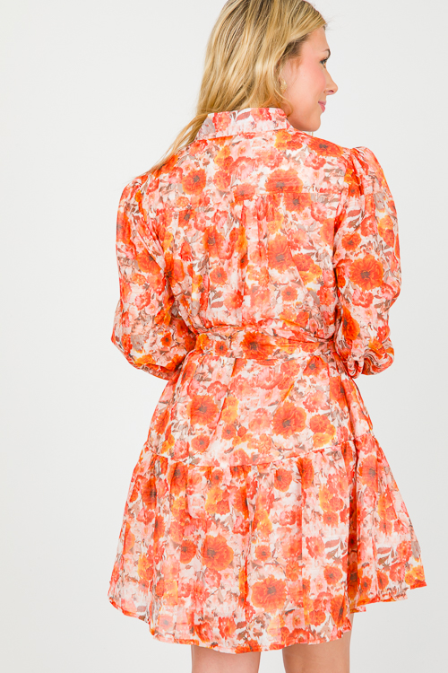 Orange Blossom Button Dress