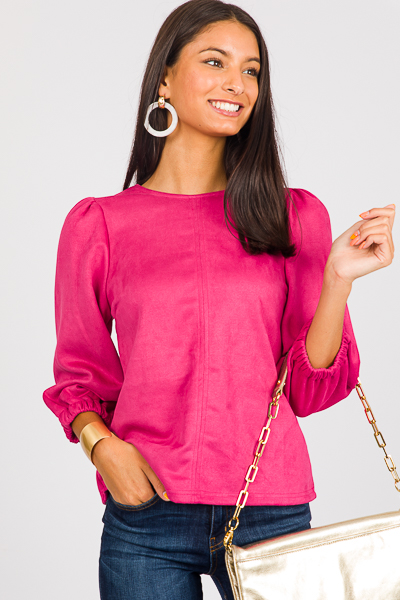 Magenta Suede Top