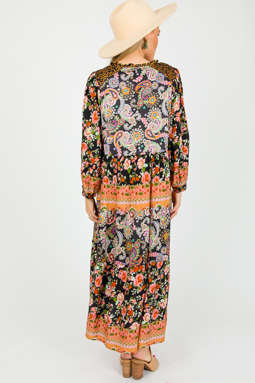 Paisley Floral Mix Midi, Black