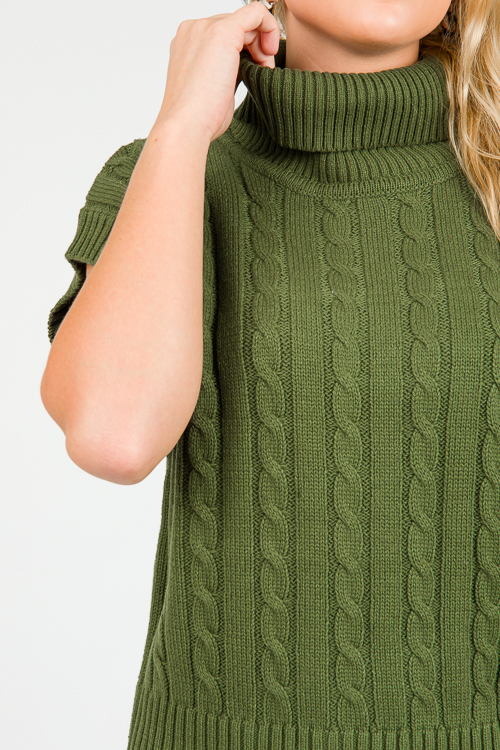 Roll Neck Sweater Vest, Olive