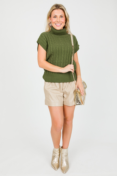 Roll Neck Sweater Vest, Olive