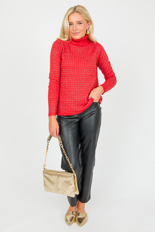 Stitch Print Sweater, Red