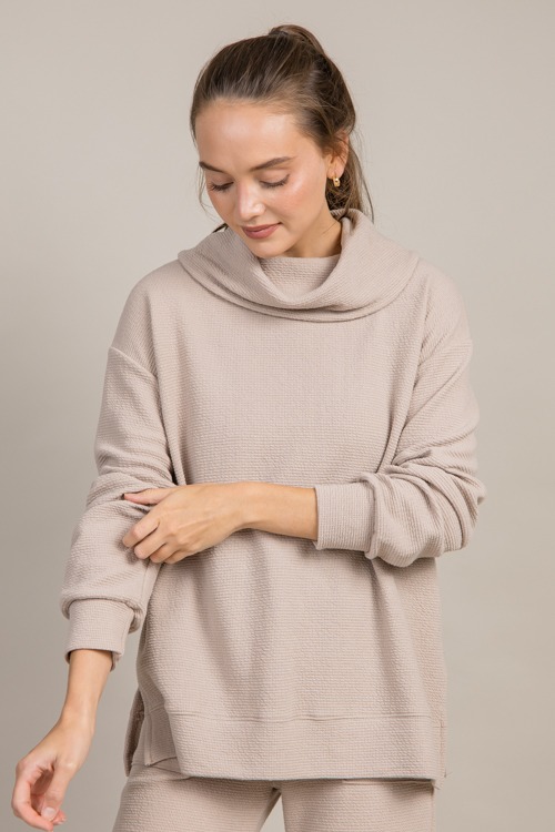 Cloud Knit Cowl Top, Taupe