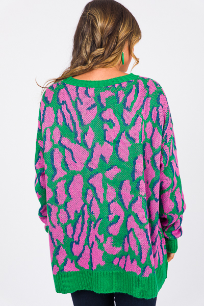 Electric Leopard Sweater, Green