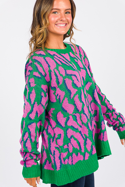 Electric Leopard Sweater, Green