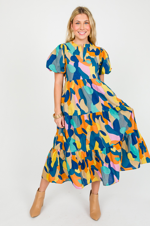 Amie Printed Midi, Teal