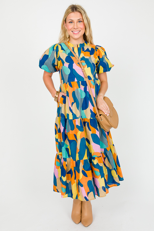 Amie Printed Midi, Teal