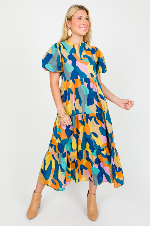 Amie Printed Midi, Teal