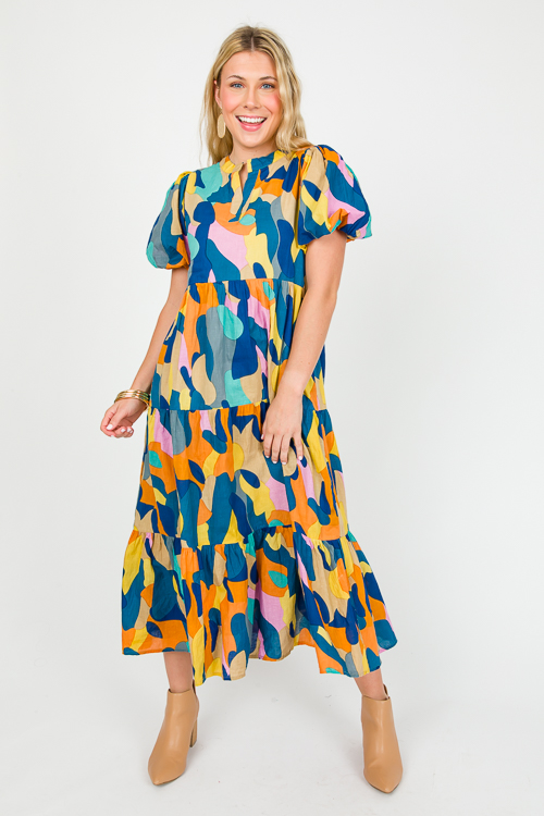 Amie Printed Midi, Teal