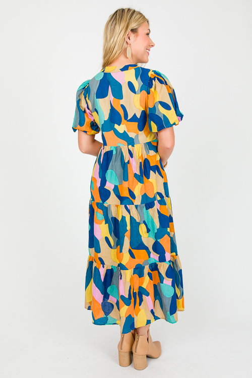 Amie Printed Midi, Teal