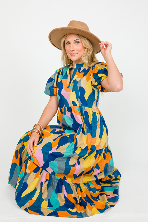 Amie Printed Midi, Teal