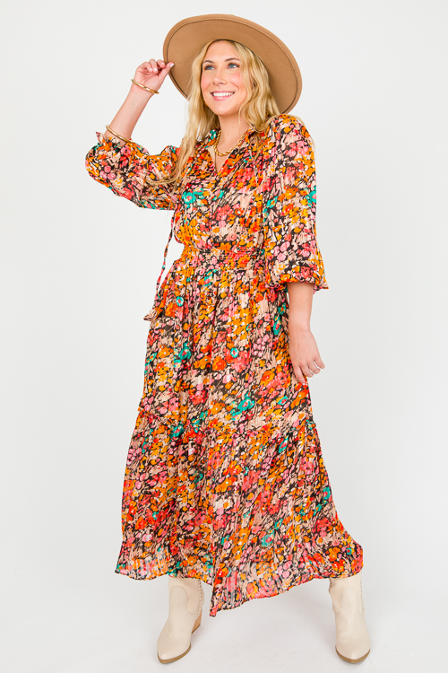 Lurex Floral Maxi, Black Mix