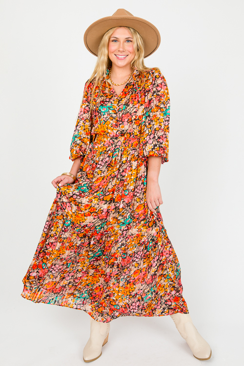 Lurex Floral Maxi, Black Mix