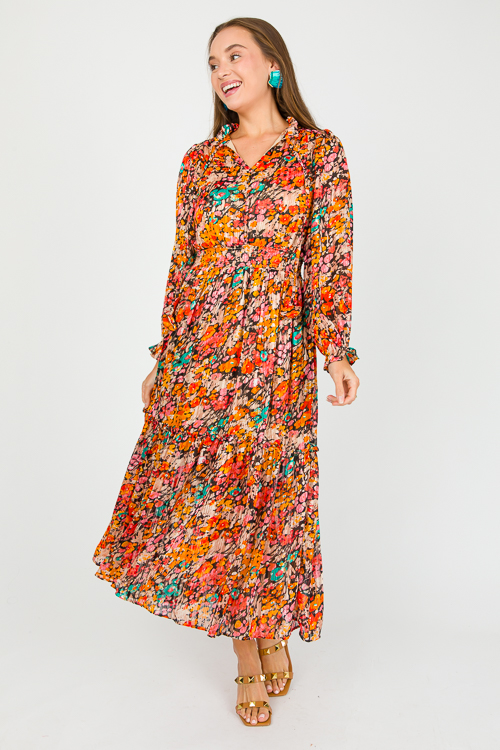 Lurex Floral Maxi, Black Mix