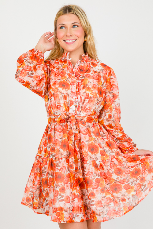 Orange Blossom Button Dress