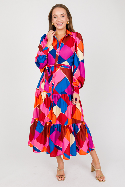 Abstract Shirt Midi, Fuchsia Blue