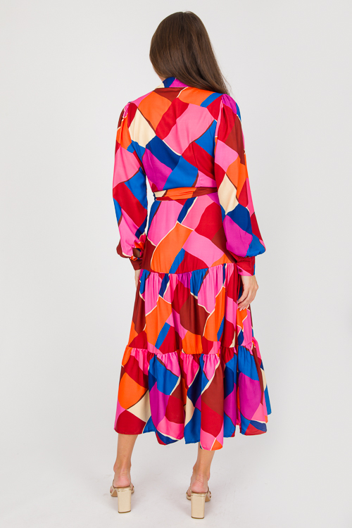 Abstract Shirt Midi, Fuchsia Blue