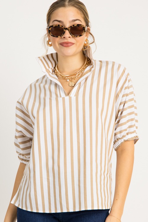 Sloan Top, Brown Ten Stripe