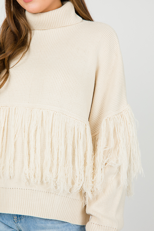 Tassel Fringe Sweater, Cream