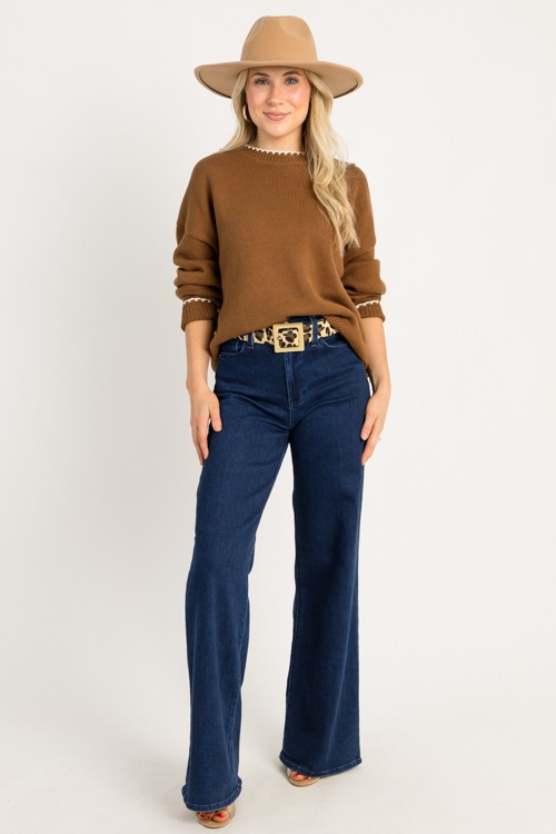Contrast Crew Neck Sweater, Brown - 0929-39.jpg