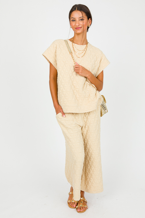 Quilted Pants Set, Cream