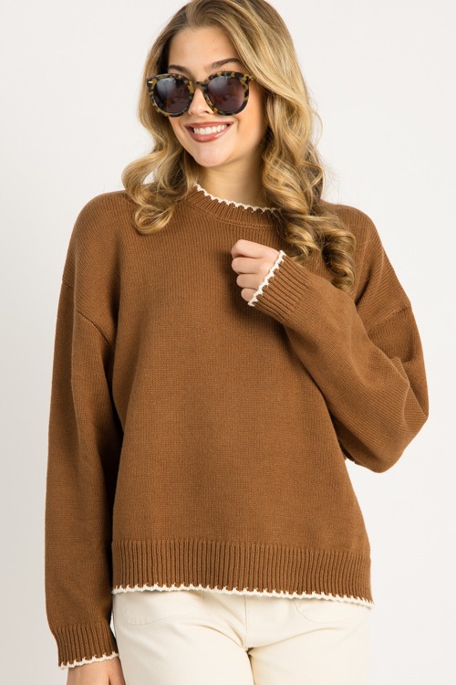 Contrast Crew Neck Sweater, Brown - 0929-41.jpg
