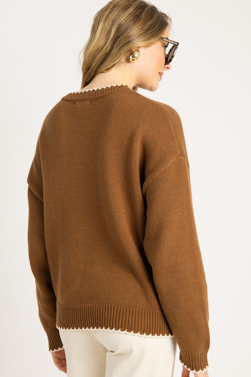 Contrast Crew Neck Sweater, Brown - 0929-42.jpg