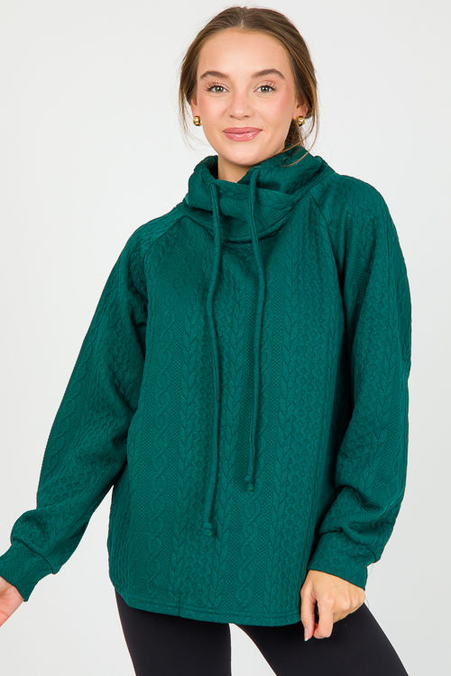 Cable Texture Knit Pullover, Hunter