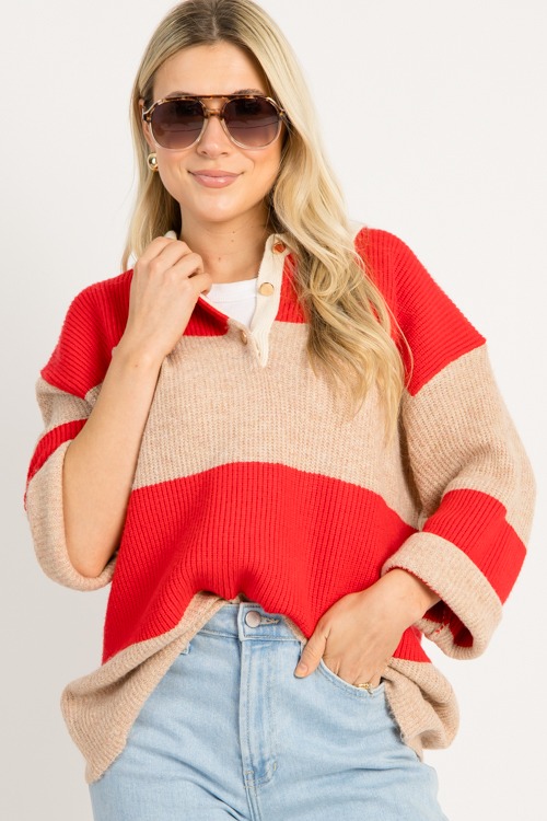 Bold Stripe Collared Sweater, Red - 0929-61h.jpg
