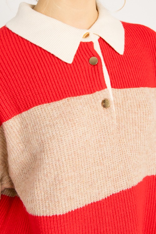 Bold Stripe Collared Sweater, Red - 0929-66.jpg