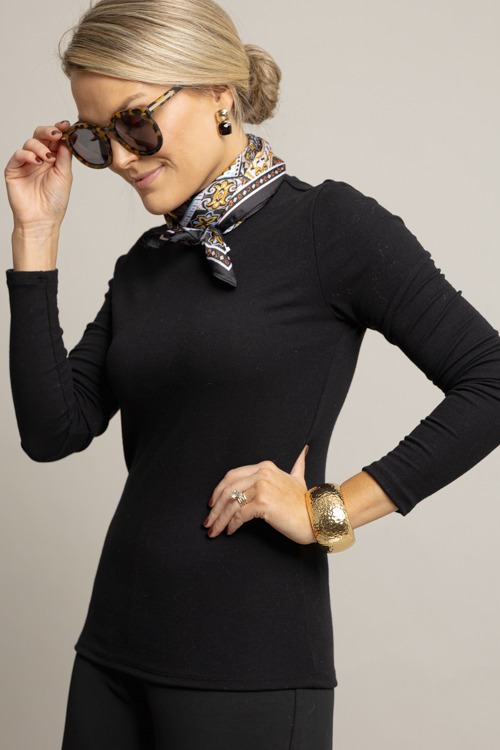 Marlena Mock Neck Top, Black